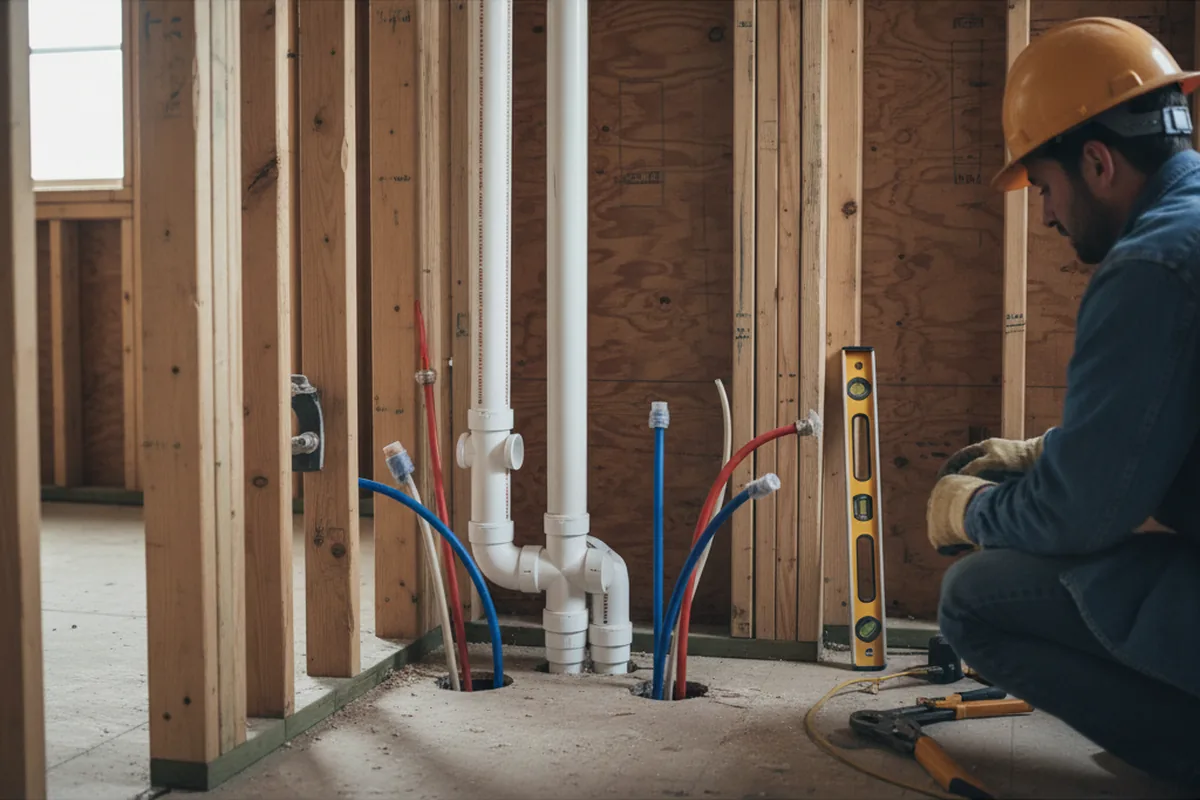 Drain and supply rough-in during Drain Cleaning in Copeland
