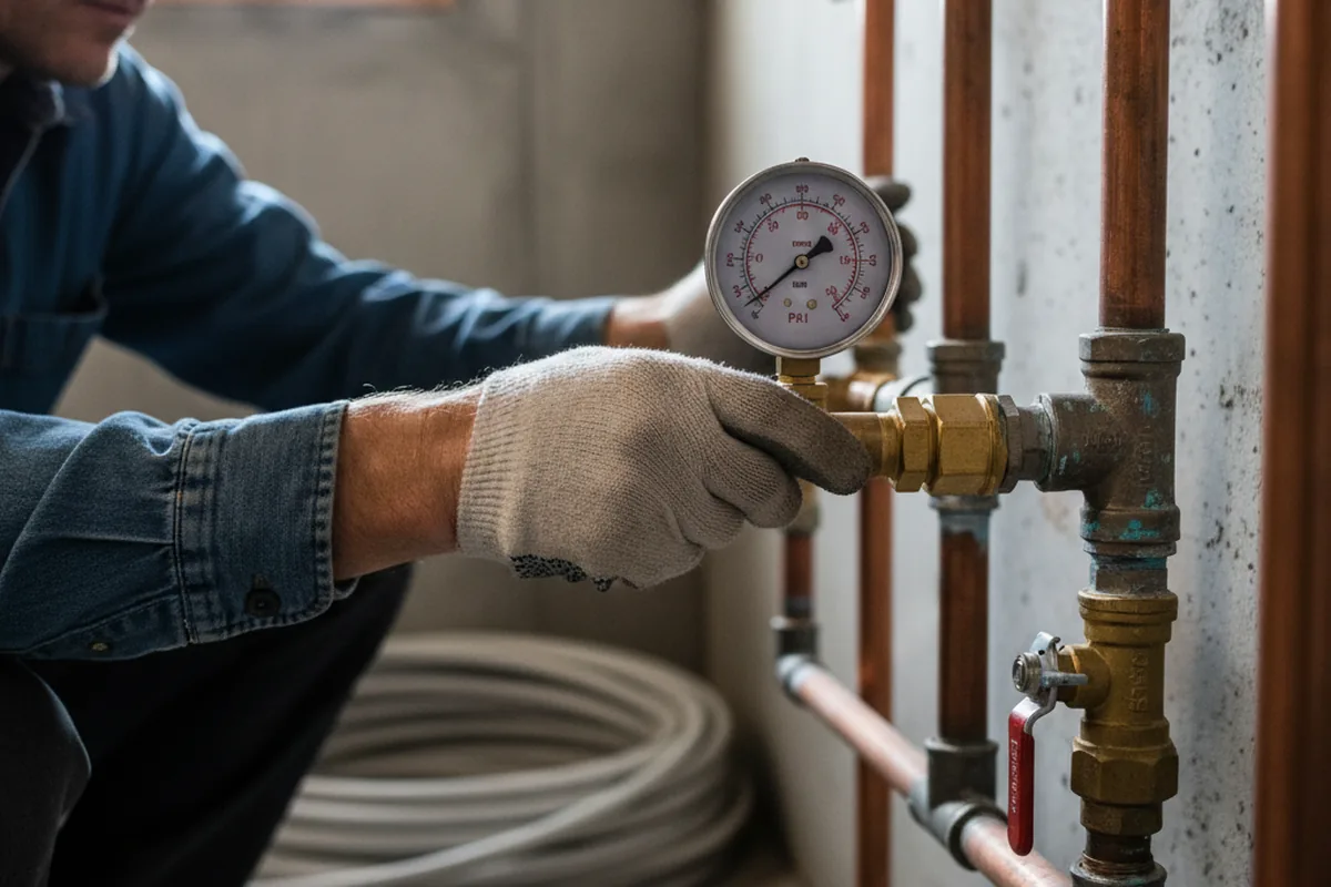 Pressure testing a repaired line during Water Line Repair in Copeland